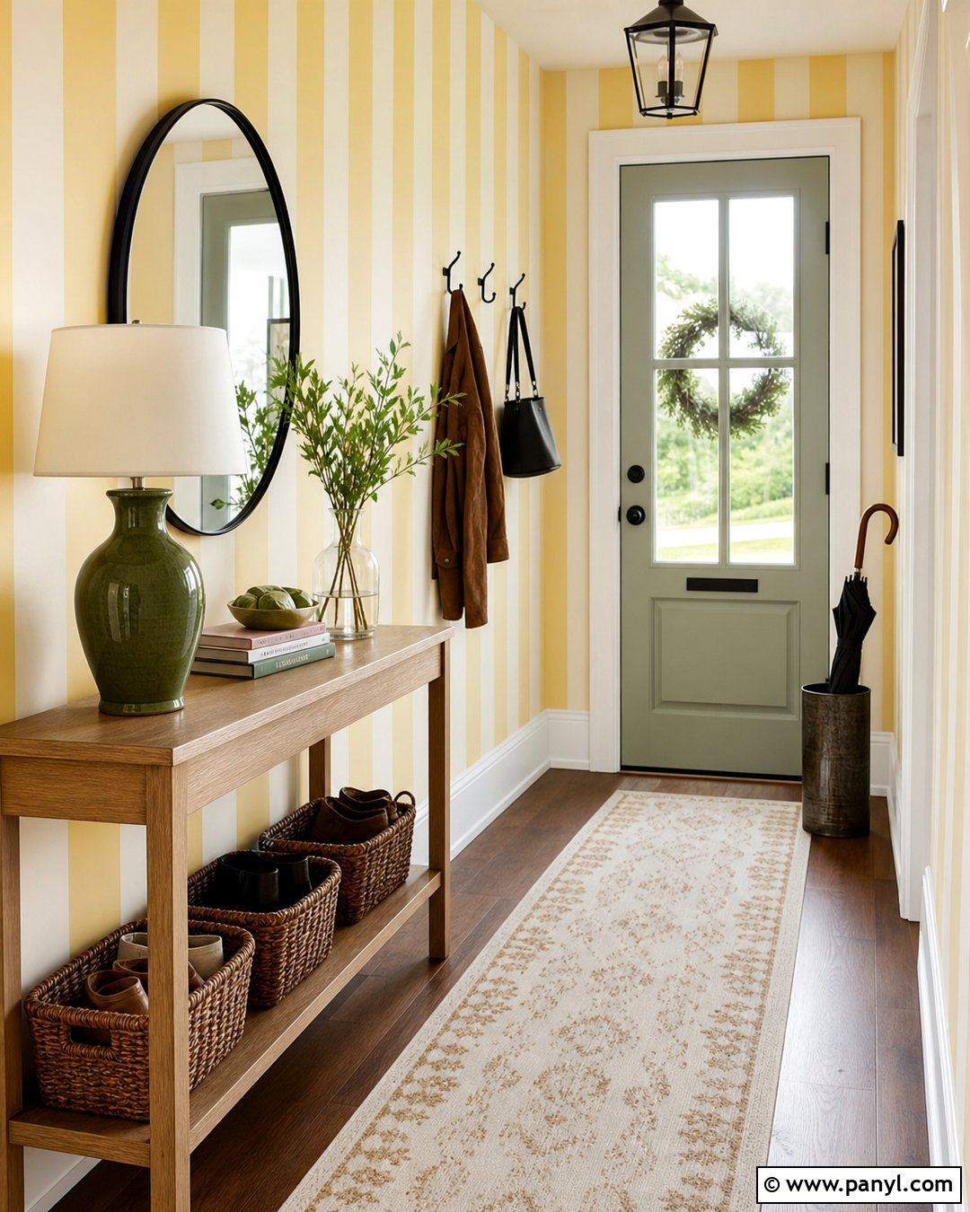 Yellow Entryway Wall Paint Stripes - 30 Wall Lines Paint Stripes