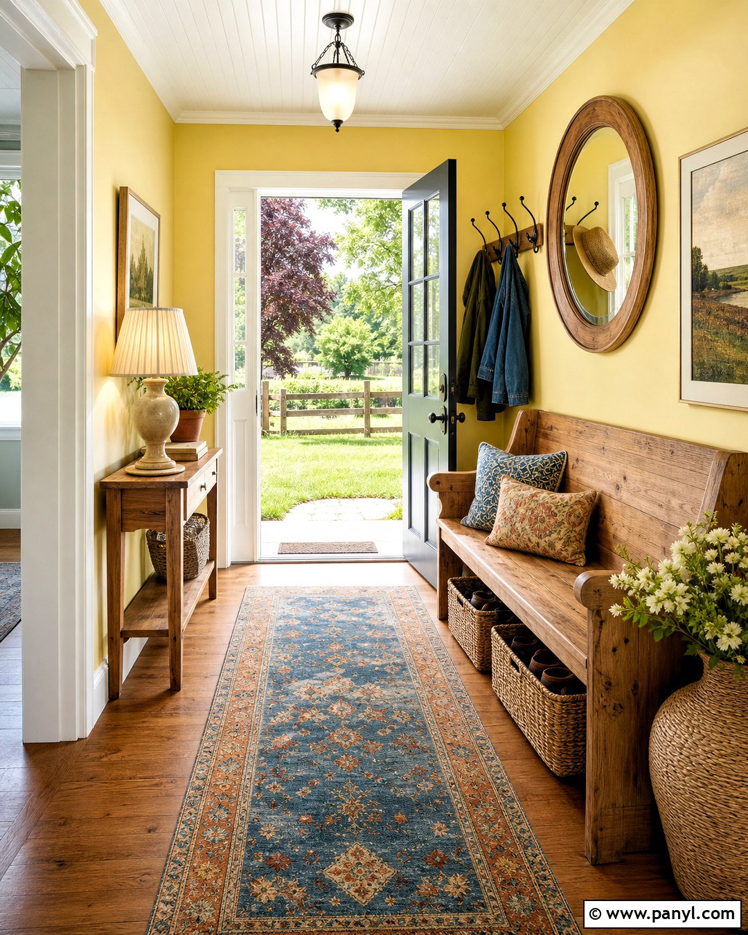 Yellow Entryway With Cottage Decor - 20 home decor inspiration yellow walls