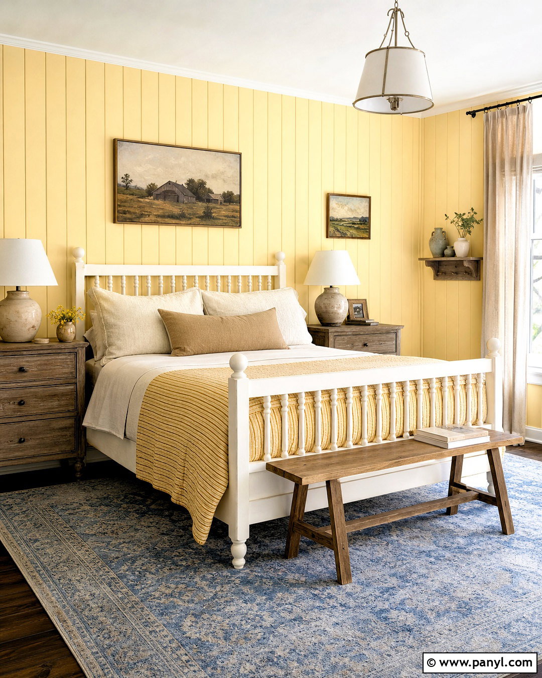 Yellow Farmhouse Bedroom - 20 yellow bedroom aesthetic ideas
