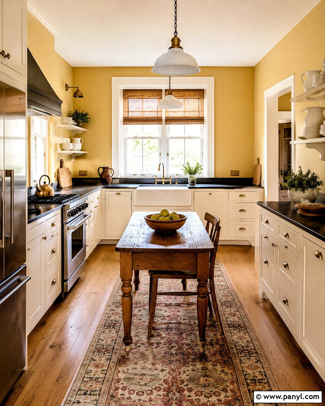 Yellow Farmhouse Kitchen - 35 Yellow Wall Room Ideas