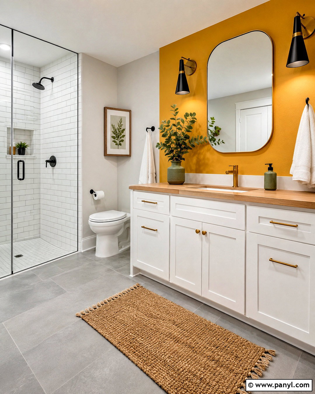 Yellow Feature Wall Bathroom - 35 yellow feature wall ideas