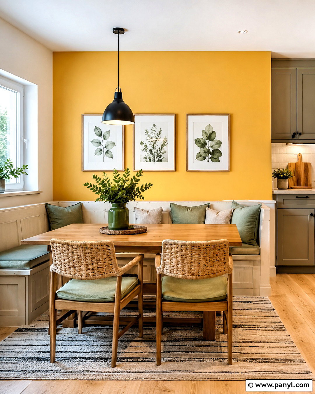 Yellow Feature Wall Dining Nook - 35 yellow feature wall ideas