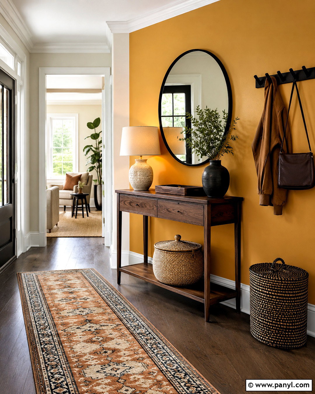Yellow Feature Wall Entryway - 35 yellow feature wall ideas