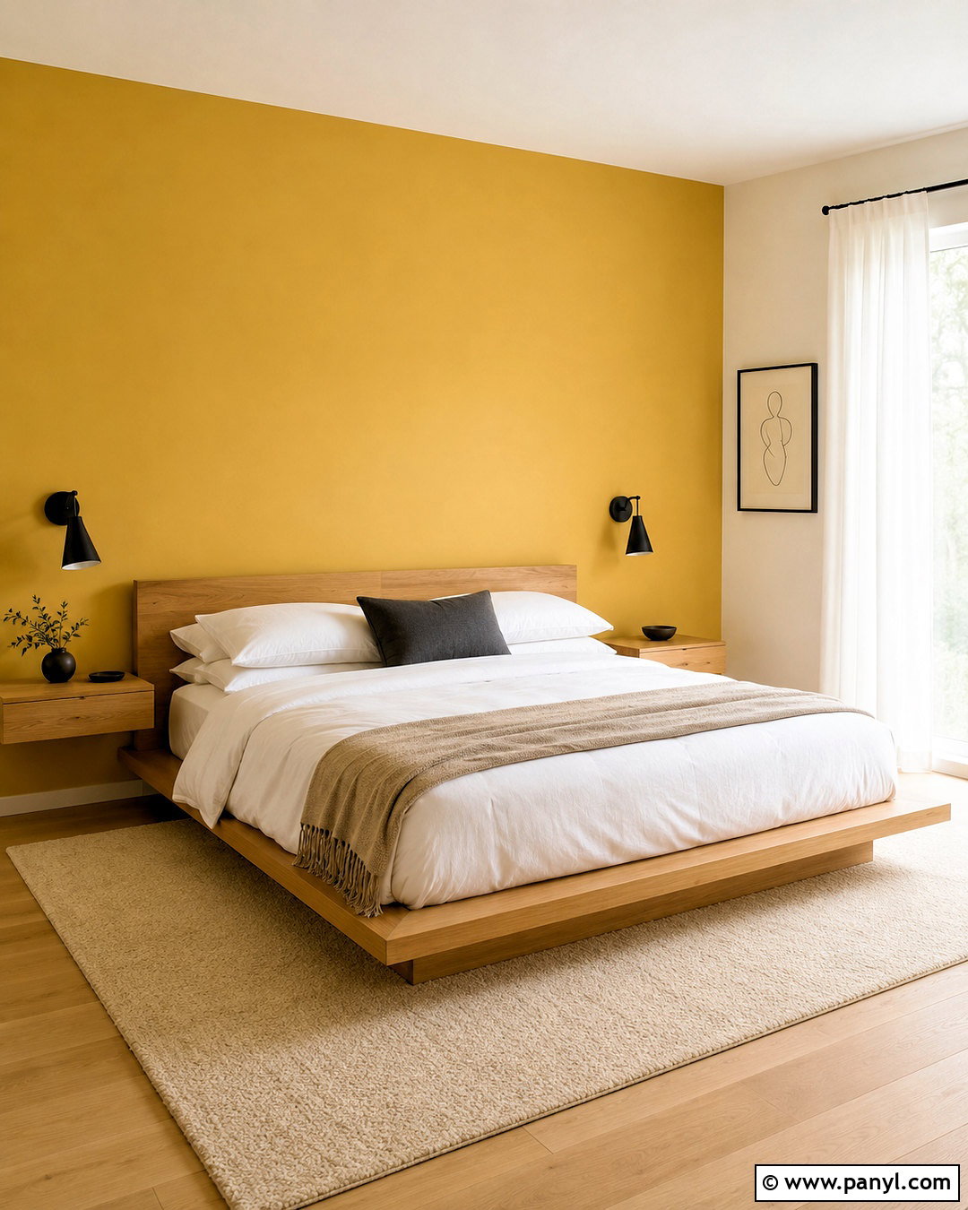 Yellow Feature Wall Minimalist Bedroom - 35 yellow feature wall ideas