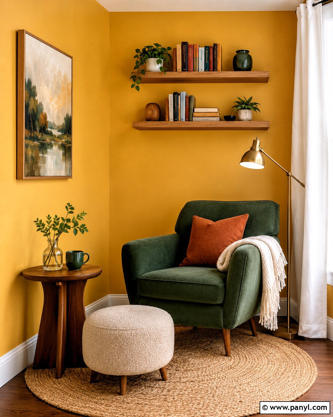 Yellow Feature Wall Reading Corner - 35 yellow feature wall ideas