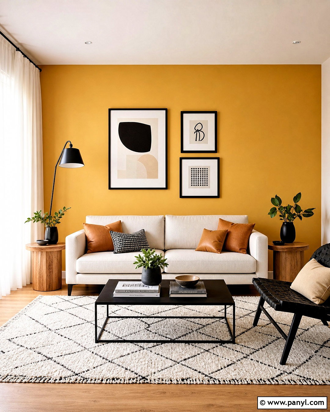 Yellow Feature Wall With Black Accents - 20 yellow feature wall living room ideas