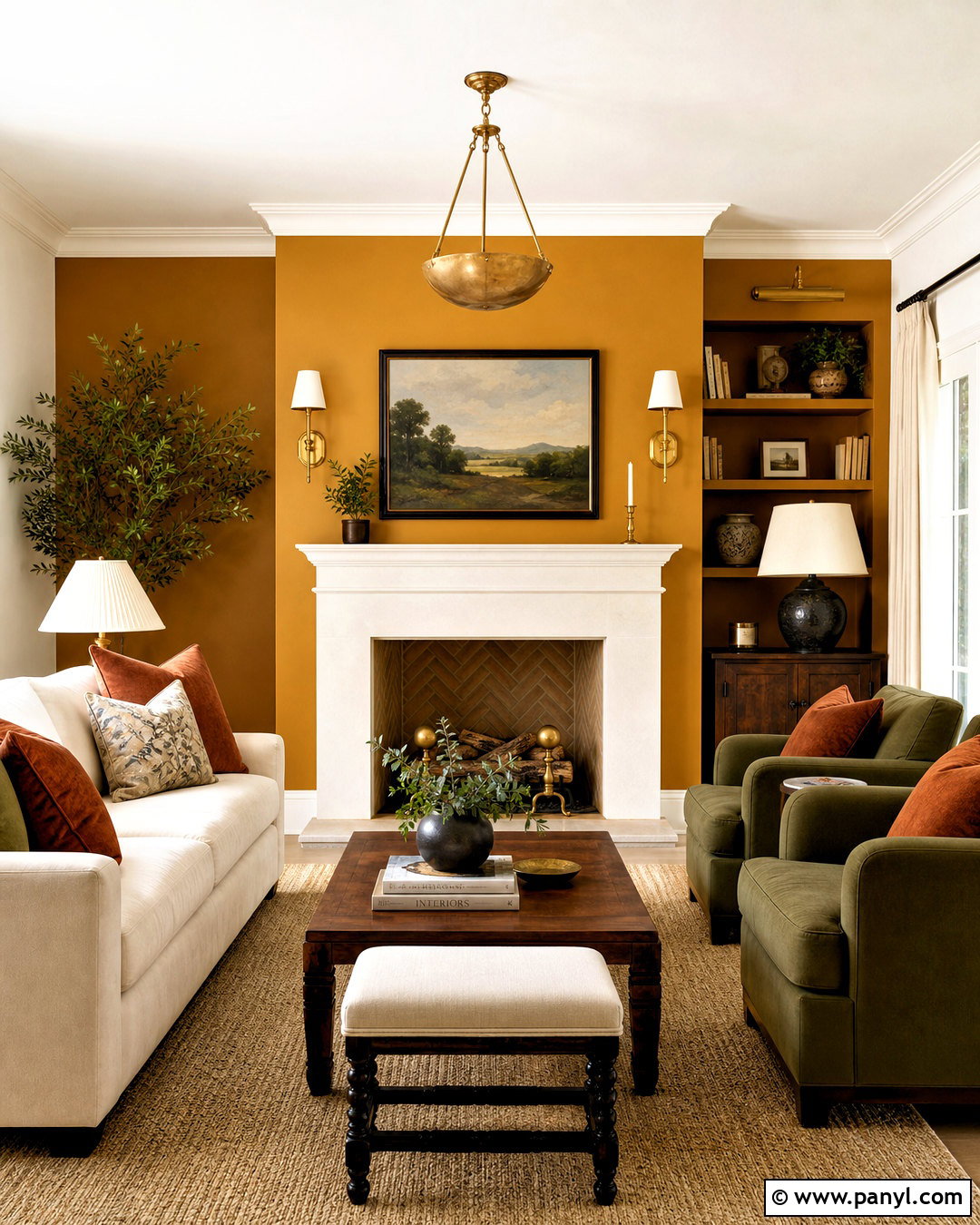 Yellow Fireplace Feature Wall - 20 yellow wall painting ideas