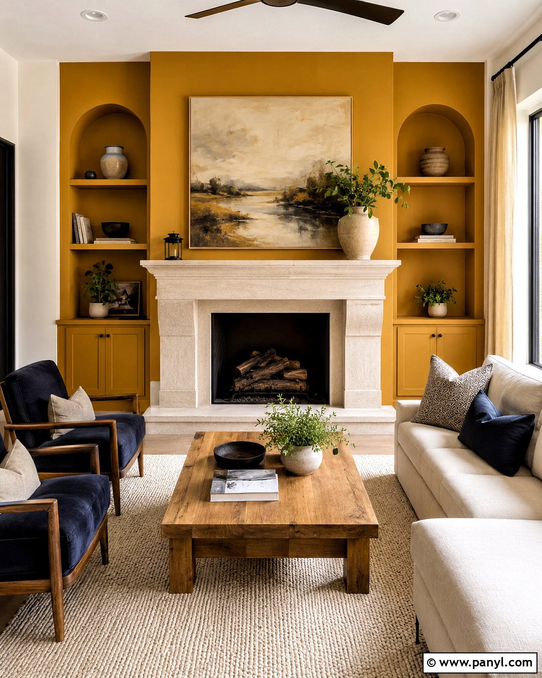 Yellow Fireplace Wall - 35 yellow painted walls
