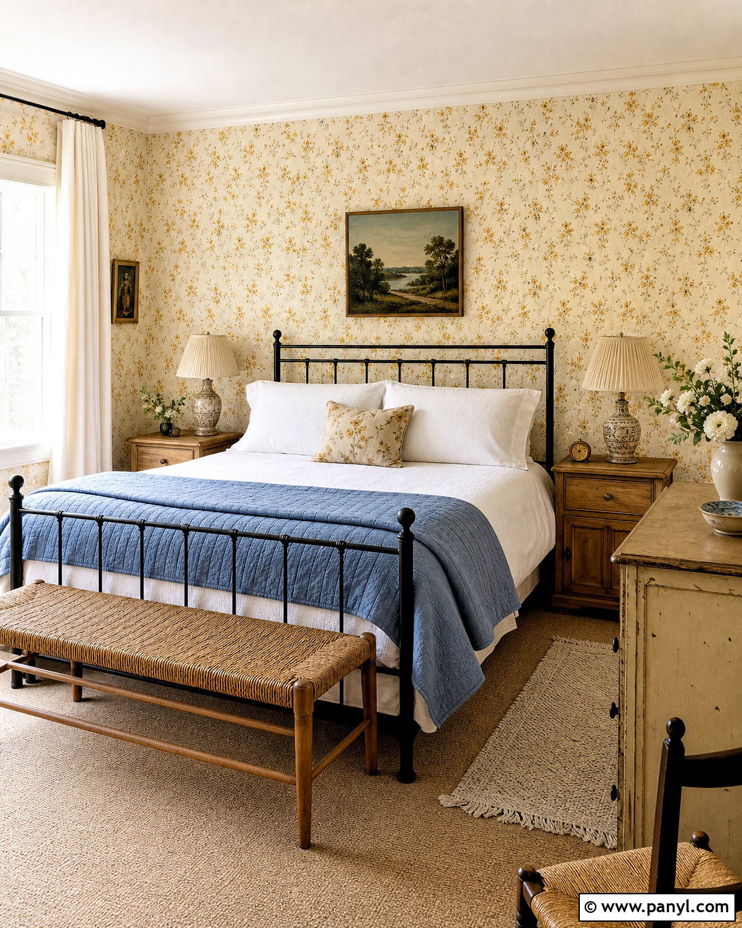 Yellow Floral Guest Bedroom - 20 yellow room inspo ideas