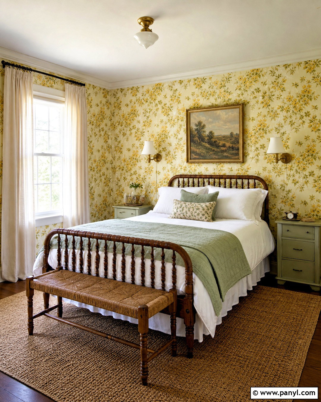 Yellow Floral Wallpaper Wall - 20 yellow wall decor ideas