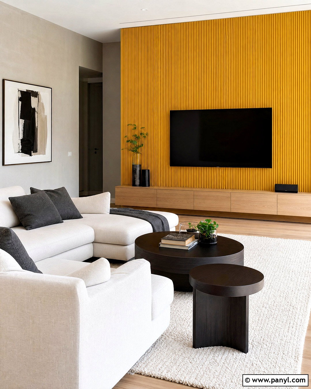 Yellow Fluted Wood Panel Wall - 20 yellow wall texture ideas