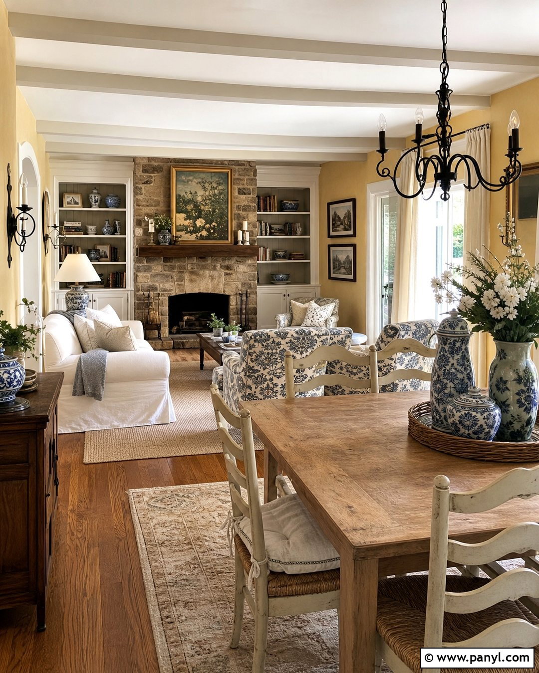 Yellow French Country Open Concept Room - 20 French Country Yellow Walls