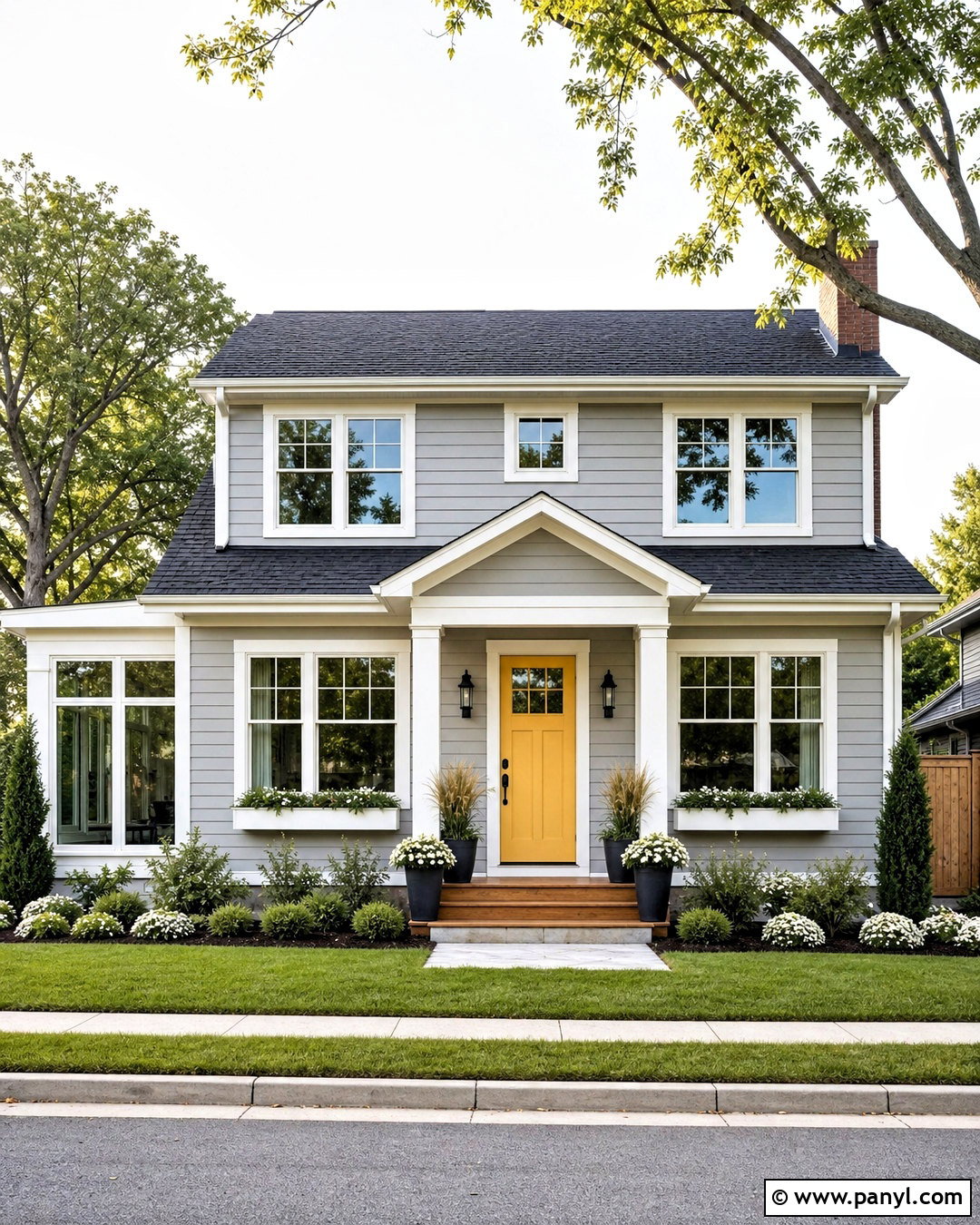 Yellow Front Door With Gray House - 20 grey house door color ideas