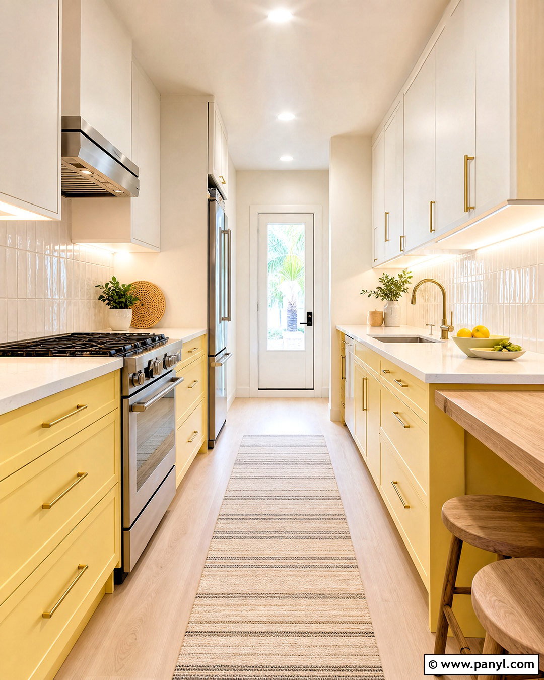 Yellow Galley Kitchen - 20 yellow kitchen decor ideas