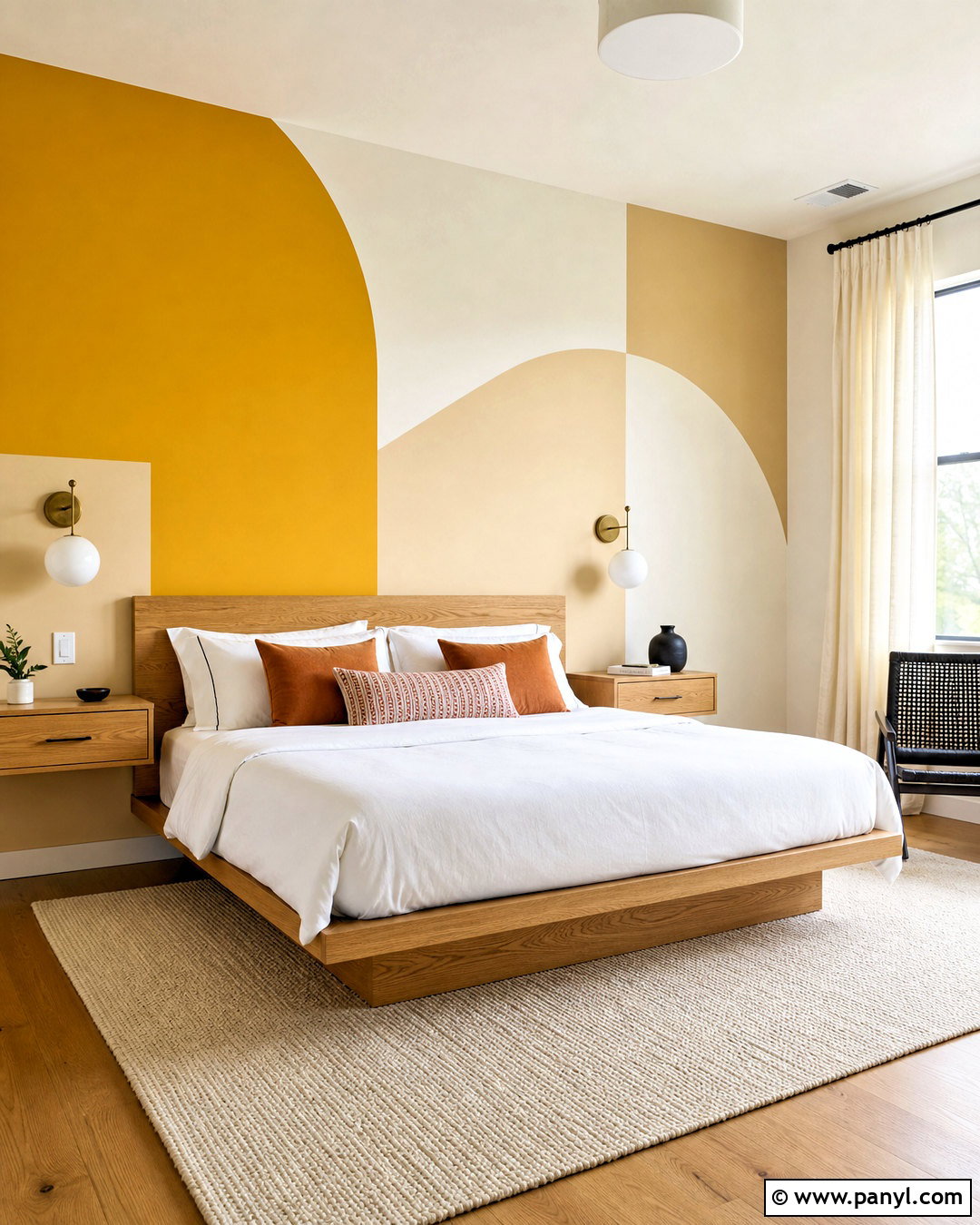 Yellow Geometric Accent Wall Bedroom - 20 yellow accent wall bedroom ideas