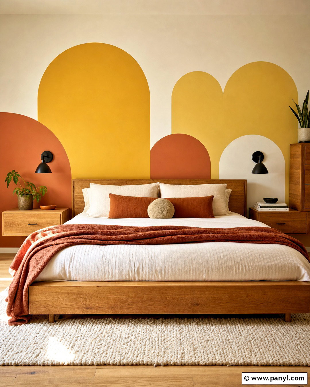 Yellow Geometric Bedroom Wall - 20 yellow wall painting ideas