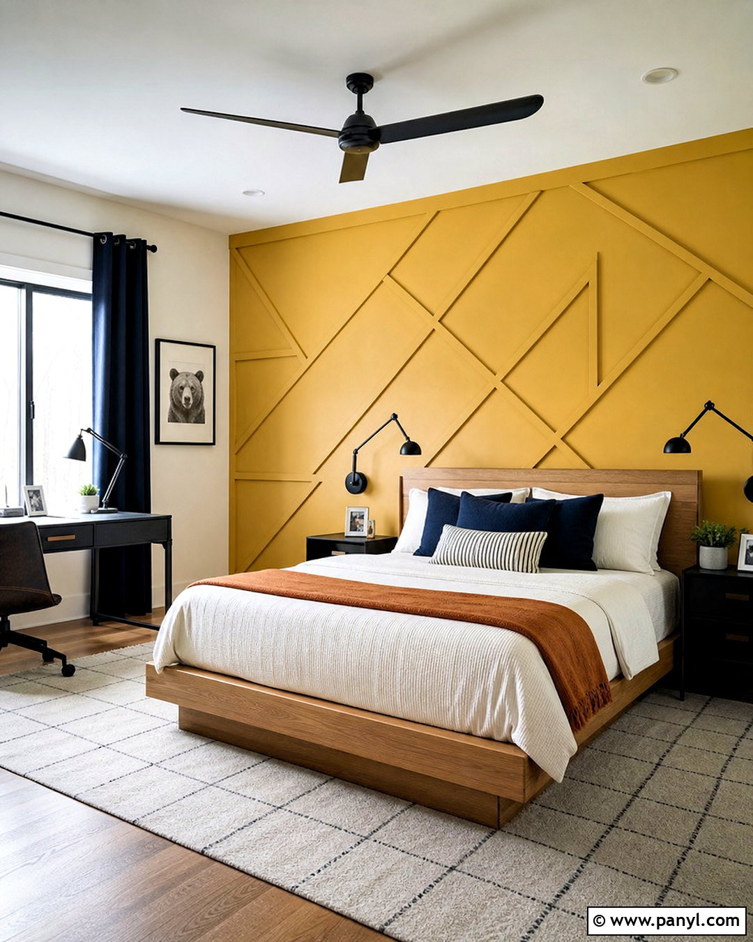 Yellow Geometric Panel Wall - 20 yellow wall texture ideas