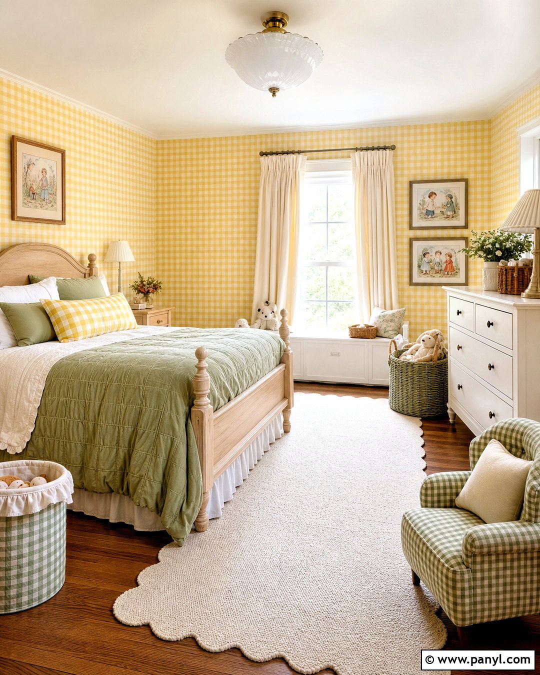 Yellow Gingham Childrens Bedroom - 20 yellow childrens bedroom ideas