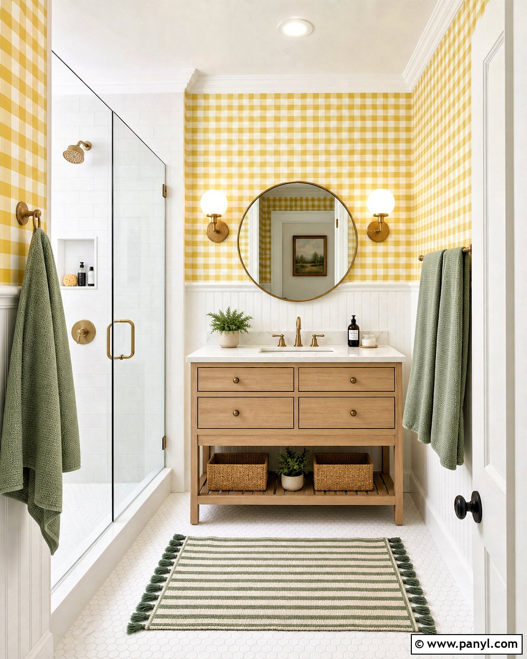 Yellow Gingham Wallpaper Bathroom - 20 yellow gingham wallpaper ideas