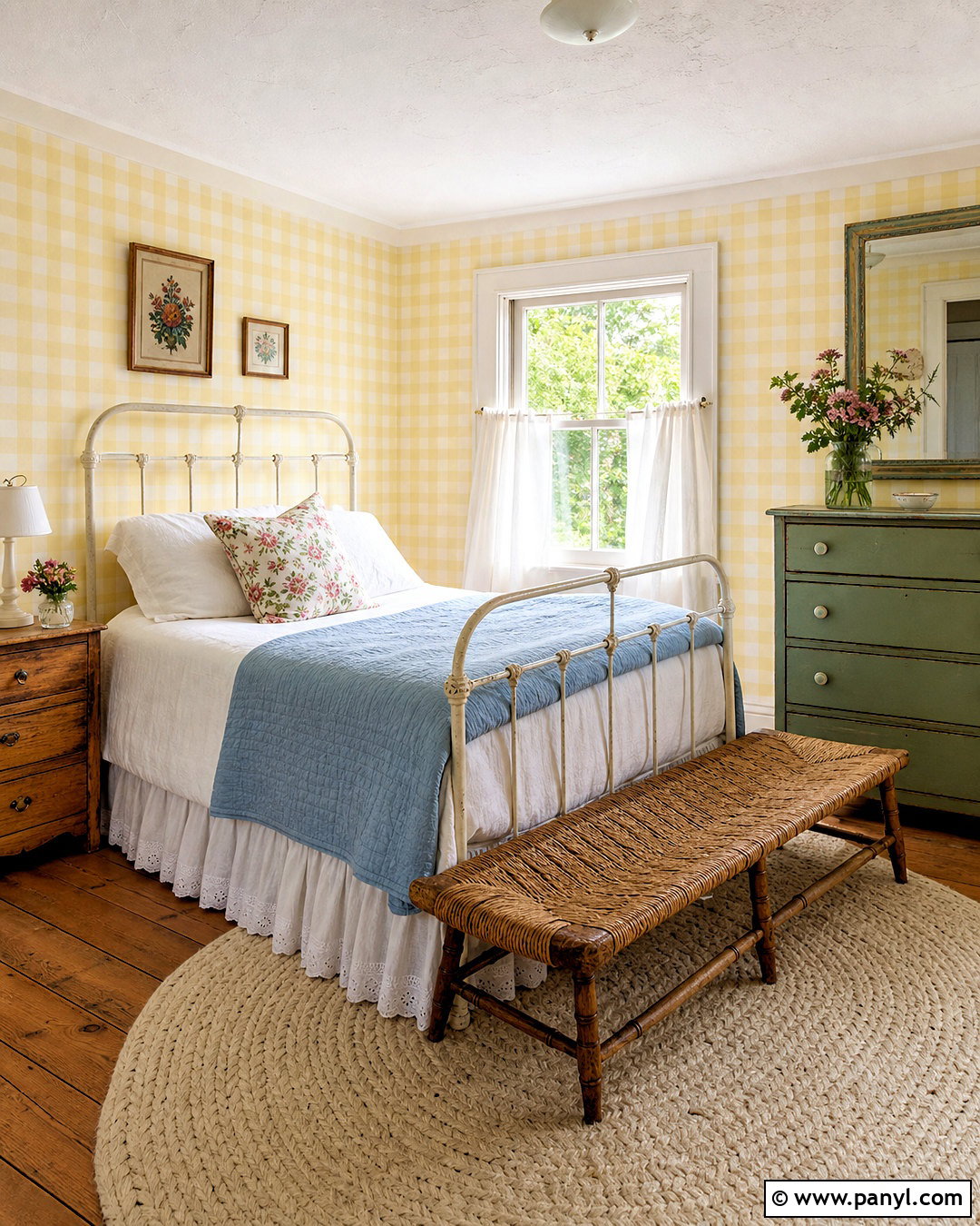 Yellow Gingham Wallpaper Cottage Bedroom - 20 yellow gingham wallpaper ideas