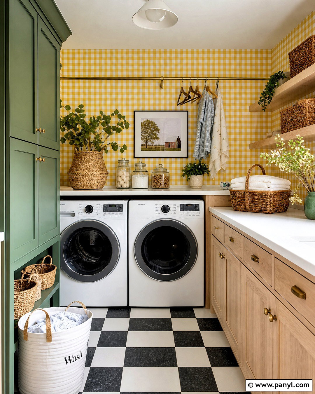 Yellow Gingham Wallpaper Laundry Room - 20 yellow gingham wallpaper ideas