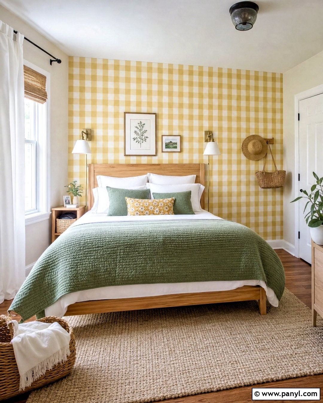 Yellow Gingham Wallpaper Rental Accent Wall - 20 yellow gingham wallpaper ideas