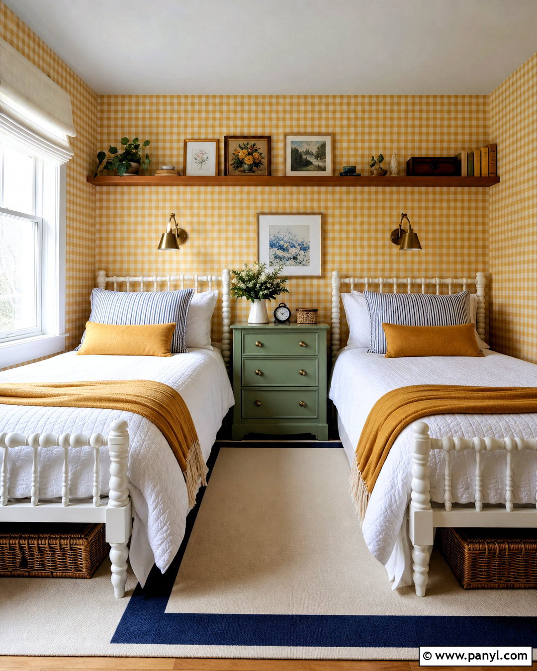 Yellow Gingham Wallpaper Shared Bedroom - 20 yellow gingham wallpaper ideas