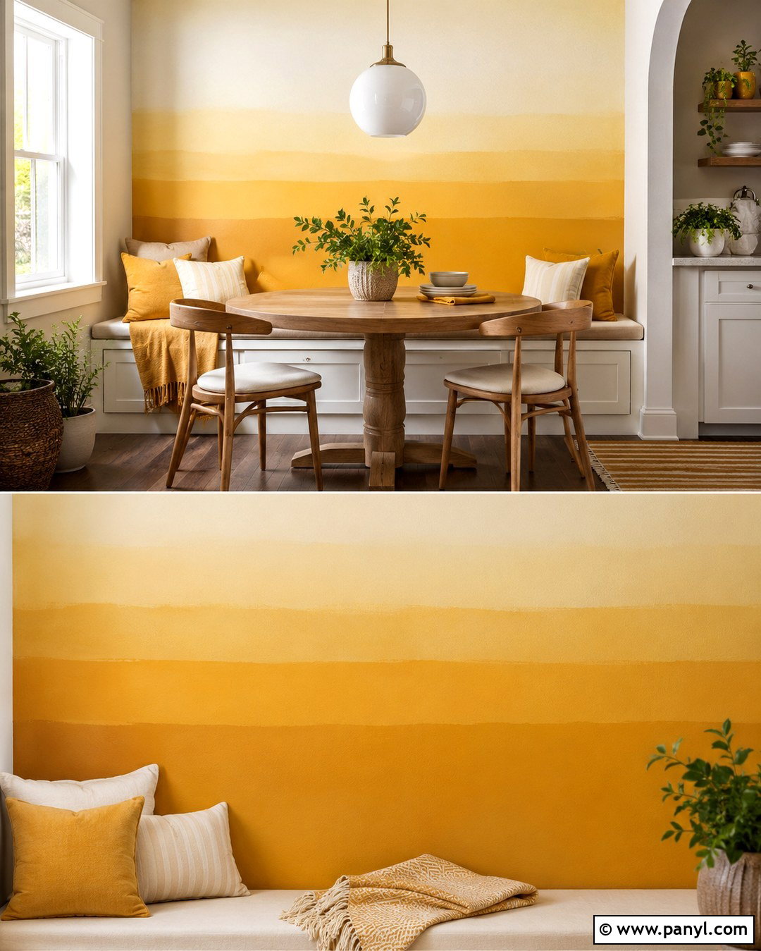 Yellow Gradient Wall Breakfast Nook - 20 Color Gradient Wall Ideas