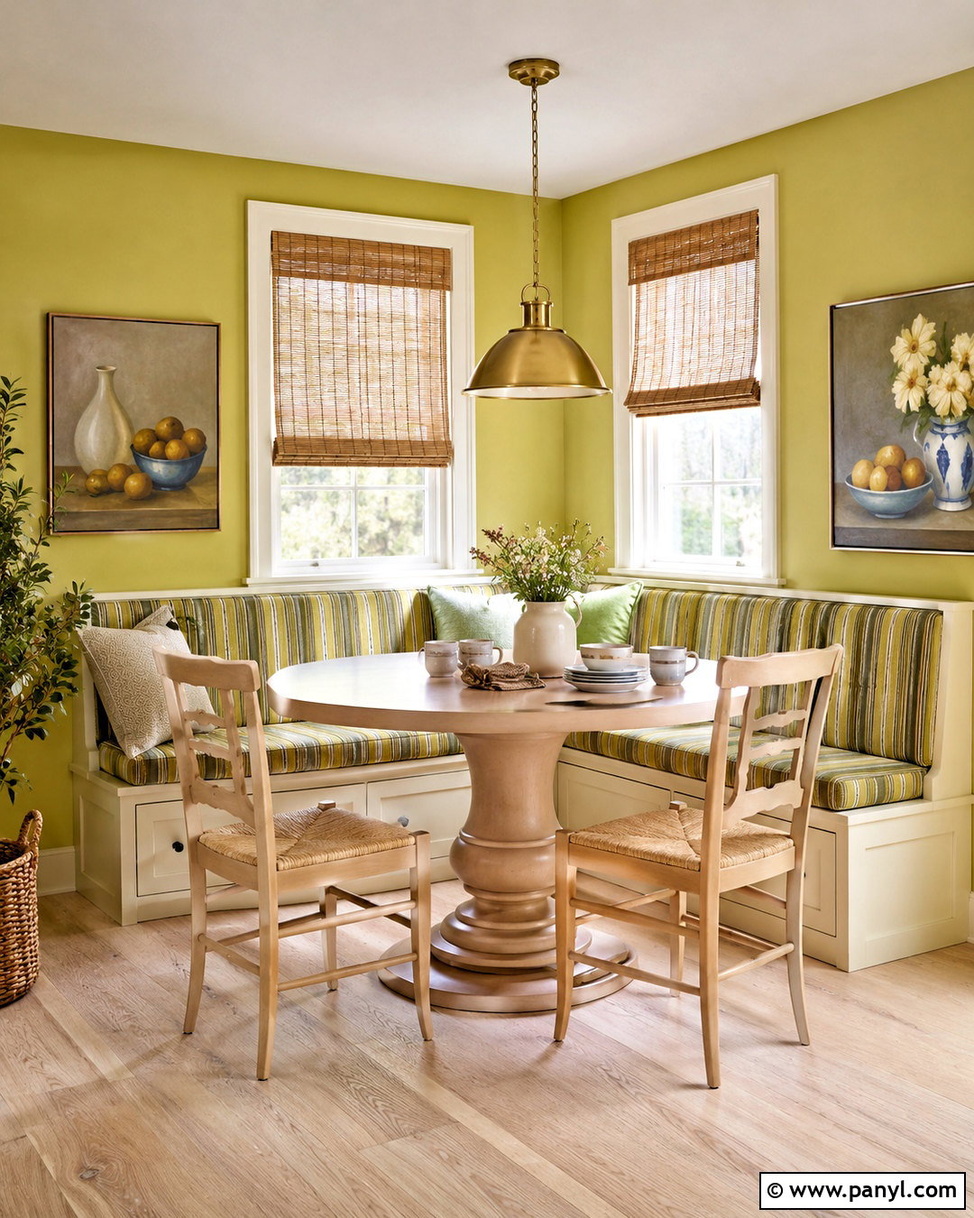 Yellow Green Breakfast Nook Walls - 20 Warm Green Wall Color Ideas