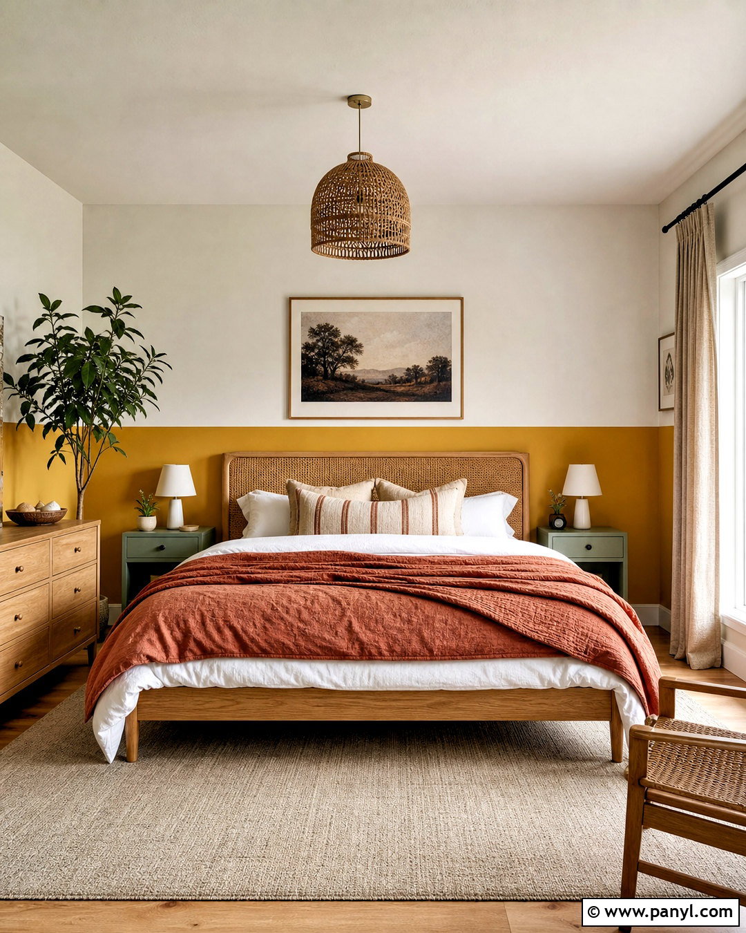 Yellow Half-Painted Bedroom Wall - 20 yellow wall painting ideas