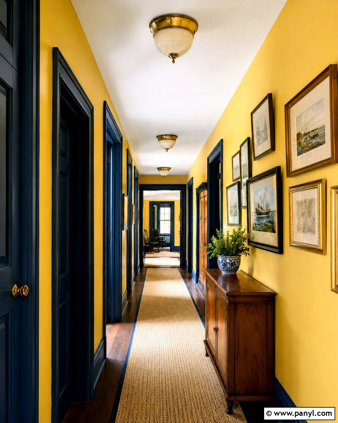 Yellow Hallway With Blue Door Trim - 20 Yellow Wall With Blue Trim Ideas