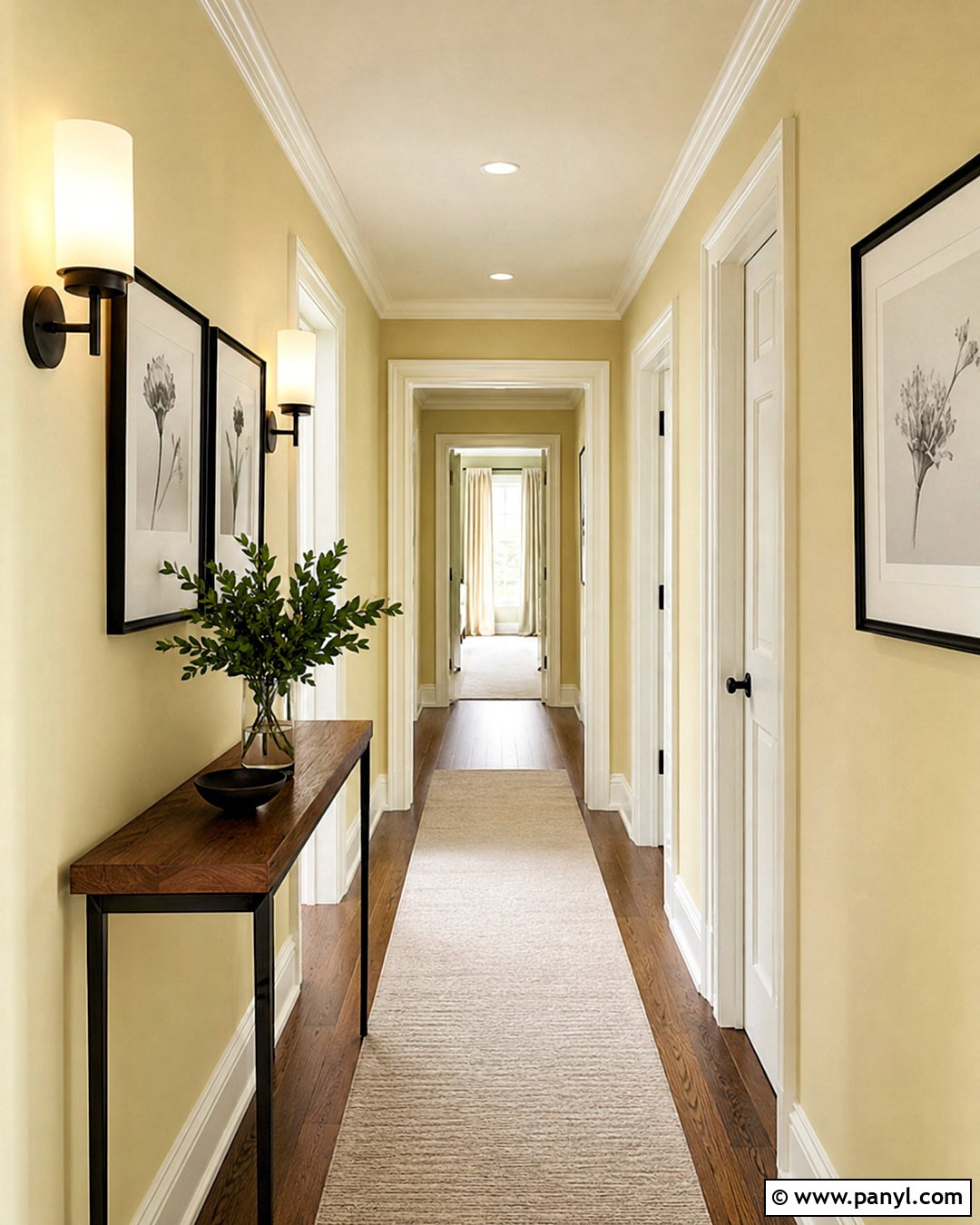 Yellow Hallway With White Trim - 35 Yellow Wall Room Ideas