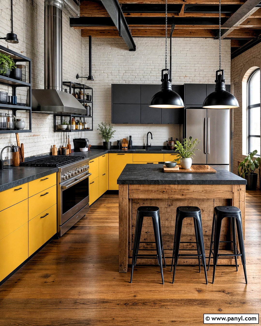 Yellow Industrial Kitchen - 20 yellow kitchen decor ideas