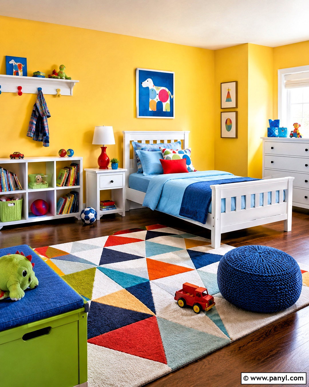Yellow Kids Room With Colorful Decor - 35 Yellow Wall Room Ideas