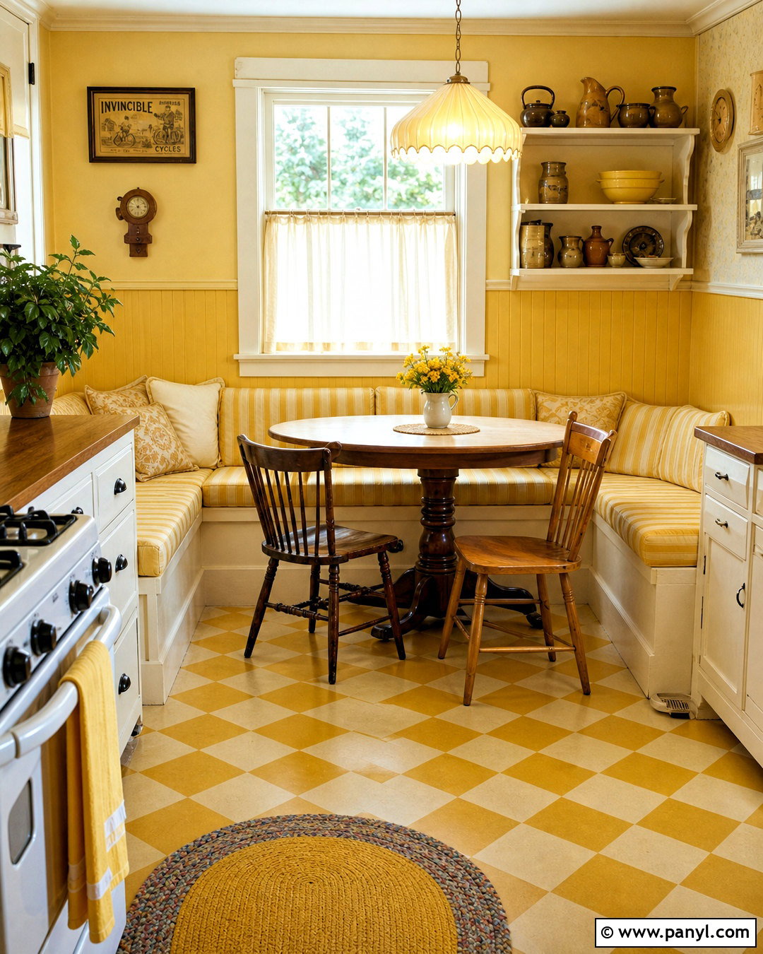 Yellow Kitchen Breakfast Nook - 20 vintage yellow kitchen ideas