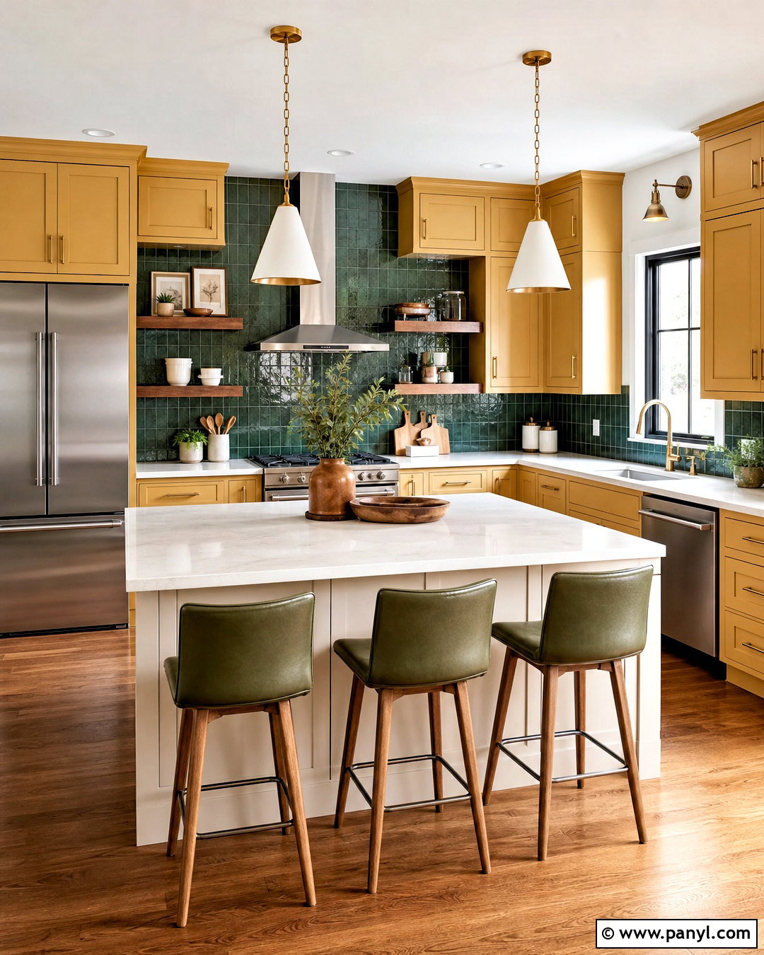 Yellow Kitchen Cabinets With Green Tile - 20 green and yellow kitchen ideas