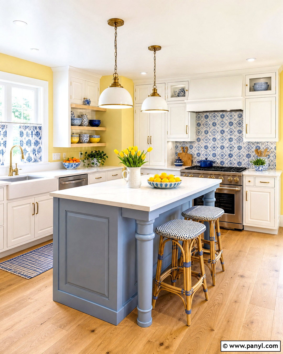 Yellow Kitchen Walls With Blue Accents - 20 yellow kitchen walls with white cabinets