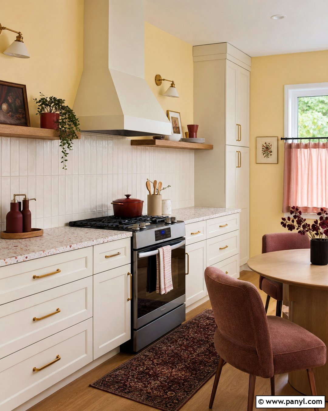 Yellow Kitchen Walls With Blush Pink Accents - 30 Kitchen Yellow Walls