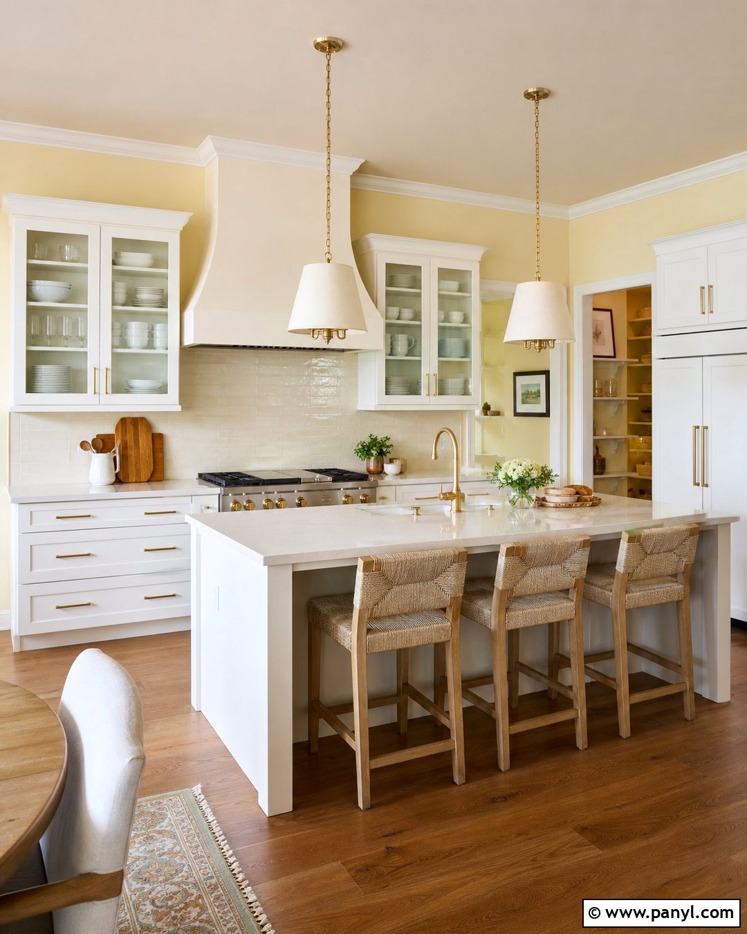 Yellow Kitchen Walls With Brass Hardware - 45 Yellow Kitchen Walls