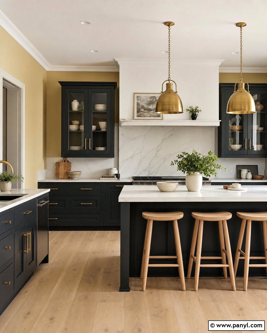 Yellow Kitchen Walls With Charcoal Cabinets - 45 Yellow Kitchen Walls