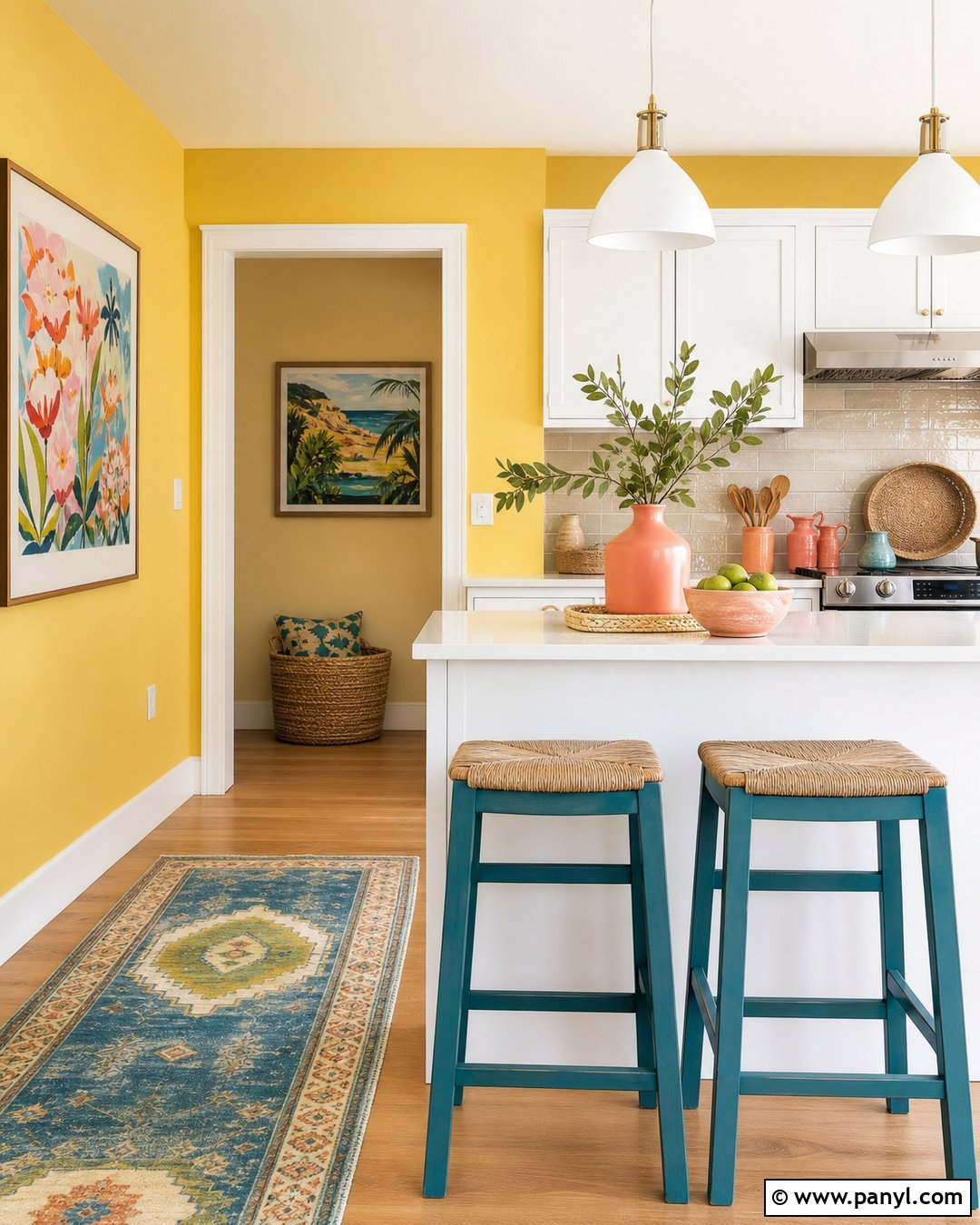 Yellow Kitchen Walls With Colorful Decor - 30 Yellow Wall Kitchen Ideas