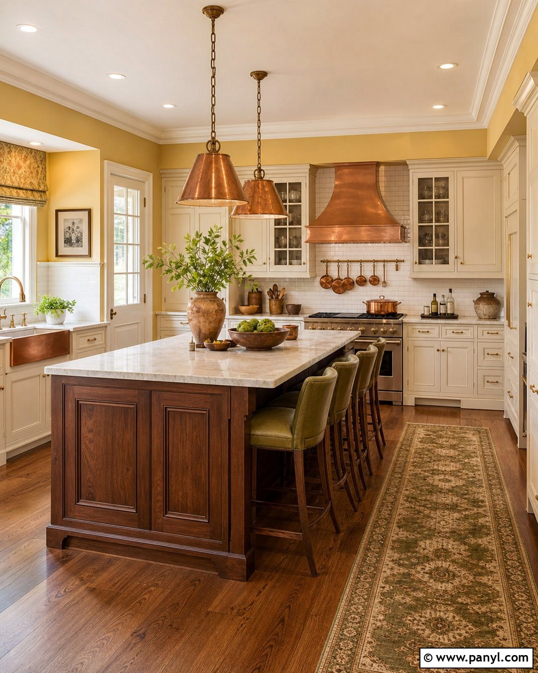 Yellow Kitchen Walls With Copper Accents - 30 Yellow Wall Kitchen Ideas