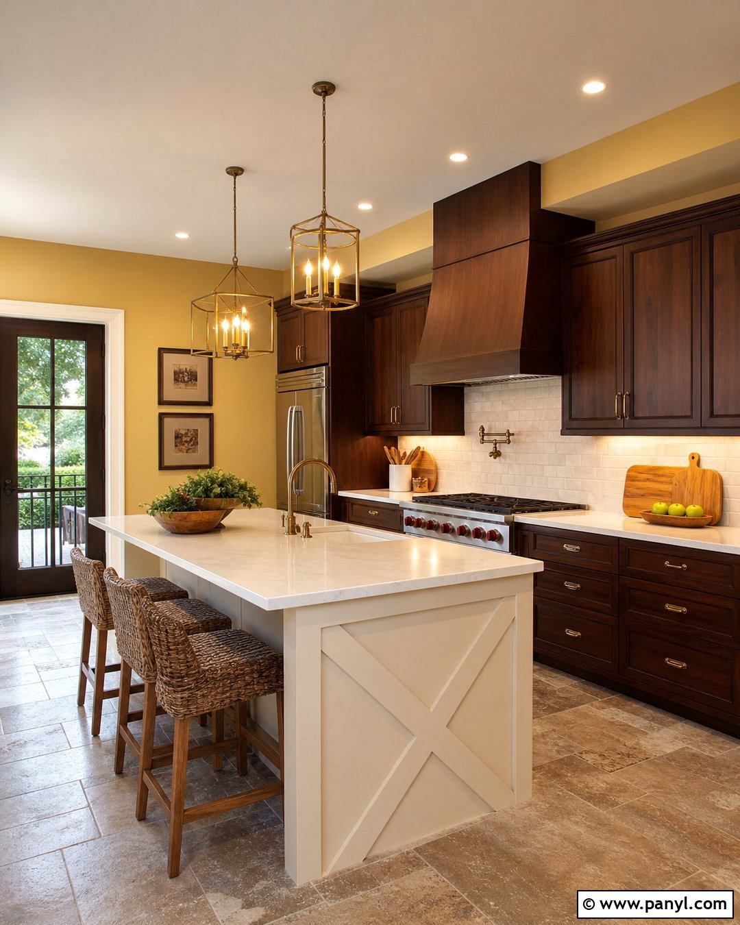 Yellow Kitchen Walls With Dark Wood Cabinets - 30 Yellow Wall Kitchen Ideas