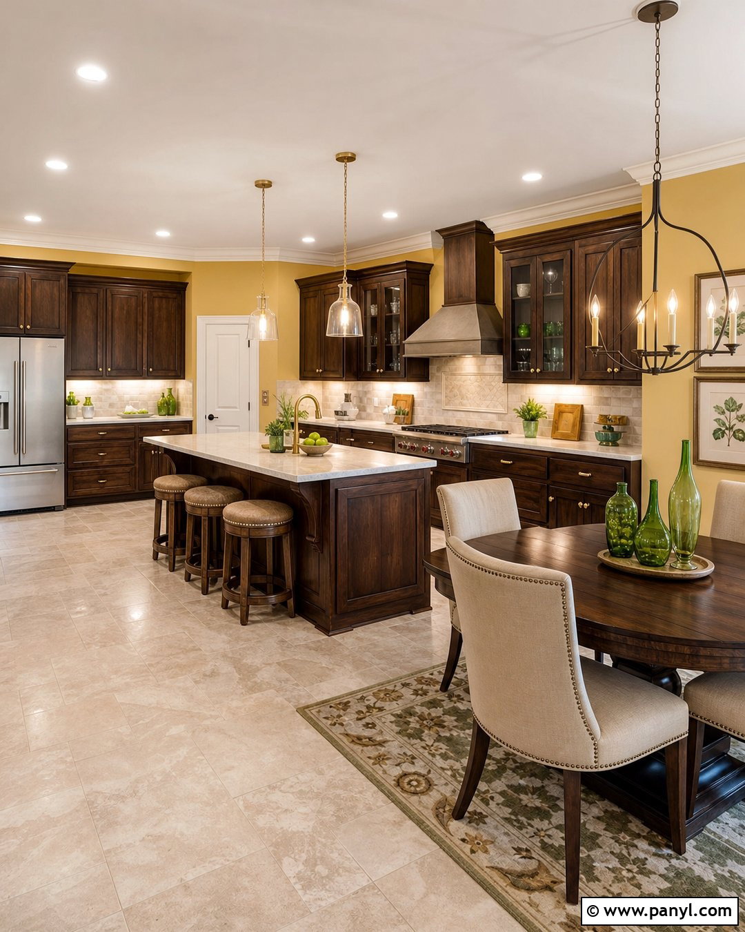 Yellow Kitchen Walls With Dark Wood Cabinets - 30 Kitchen Yellow Walls