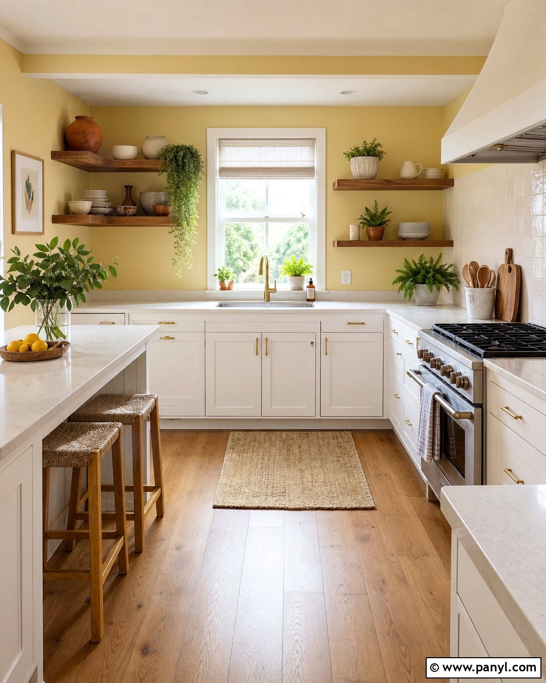 Yellow Kitchen Walls With Green Plants - 45 Yellow Kitchen Walls