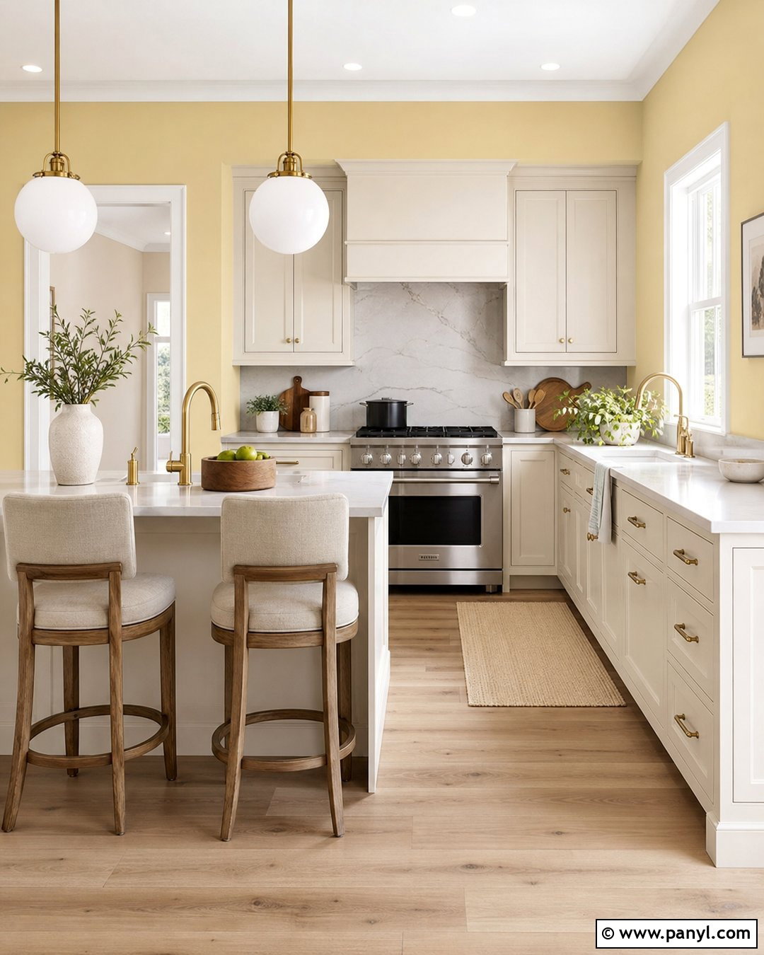 Yellow Kitchen Walls With Marble Backsplash - 45 Yellow Kitchen Walls