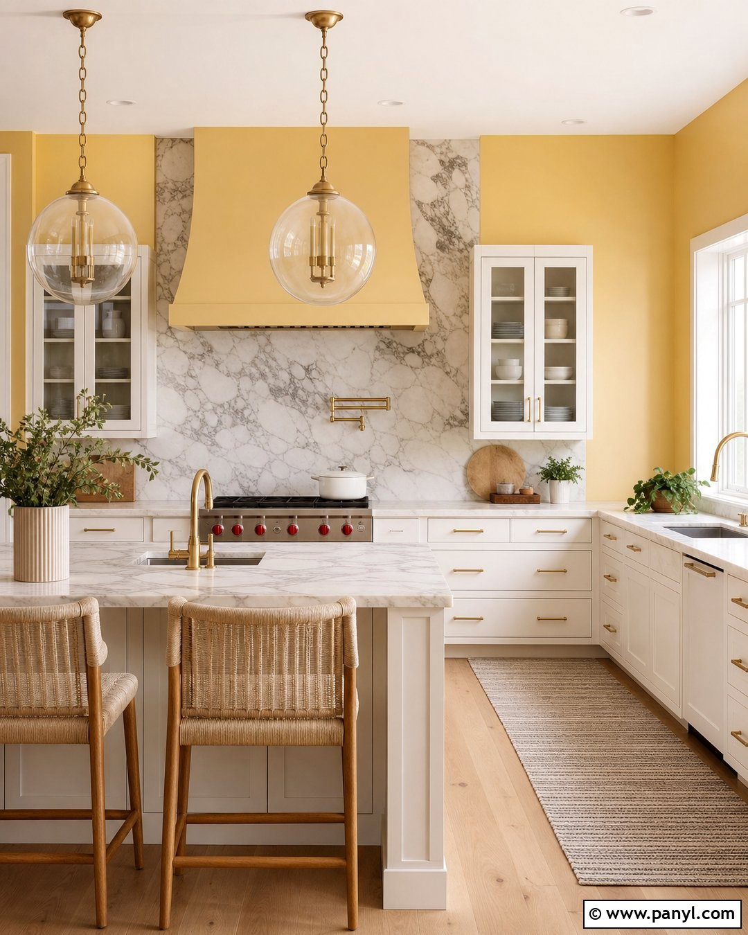 Yellow Kitchen Walls With Marble Backsplash - 30 Yellow Wall Kitchen Ideas