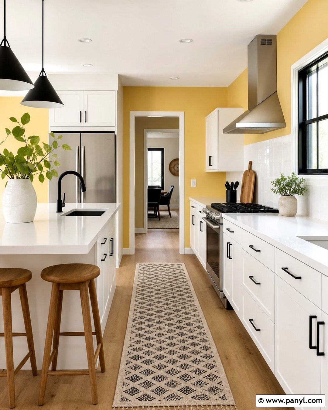 Yellow Kitchen Walls With Matte Black Hardware - 45 Yellow Kitchen Walls