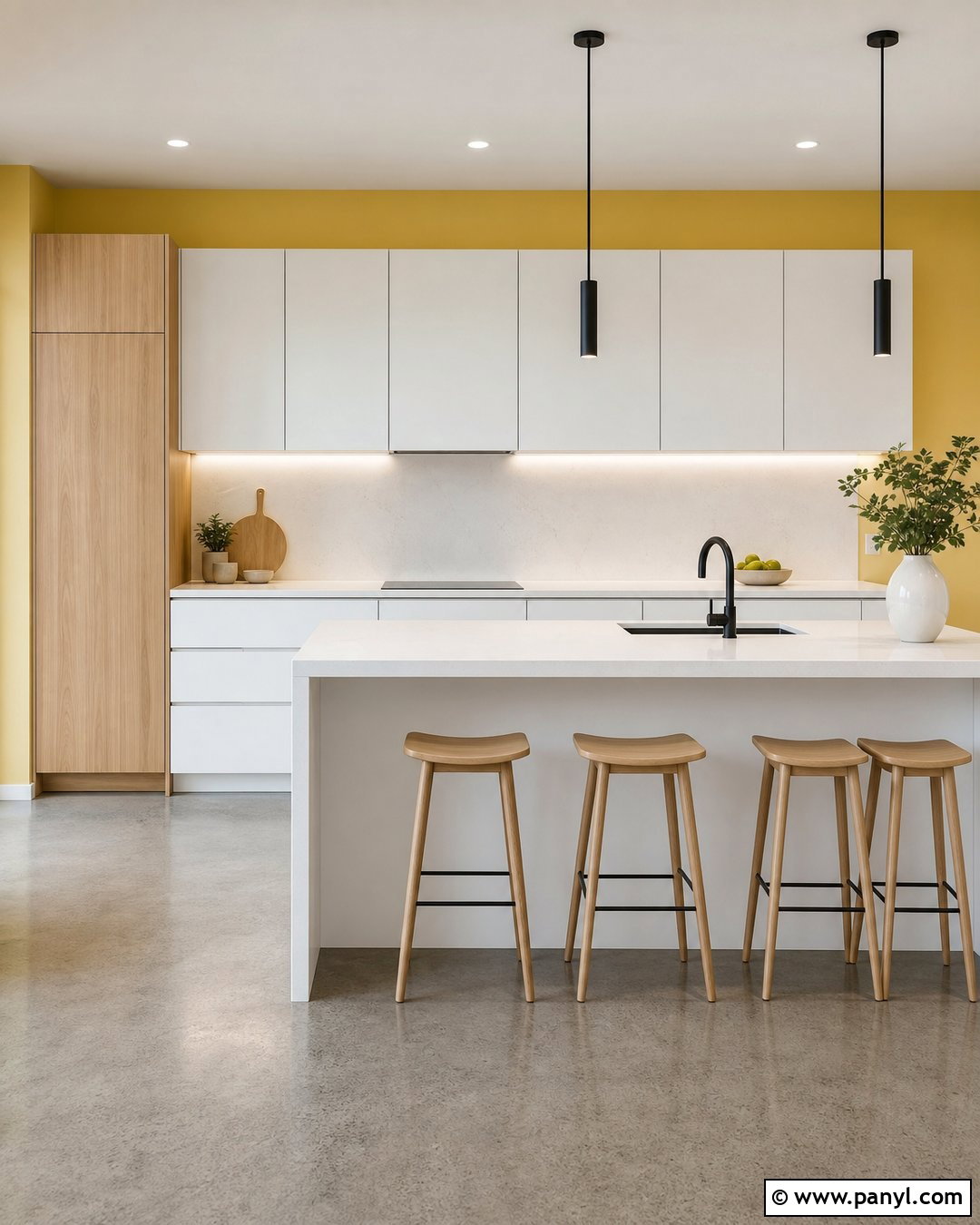 Yellow Kitchen Walls With Modern Cabinets - 30 Yellow Wall Kitchen Ideas