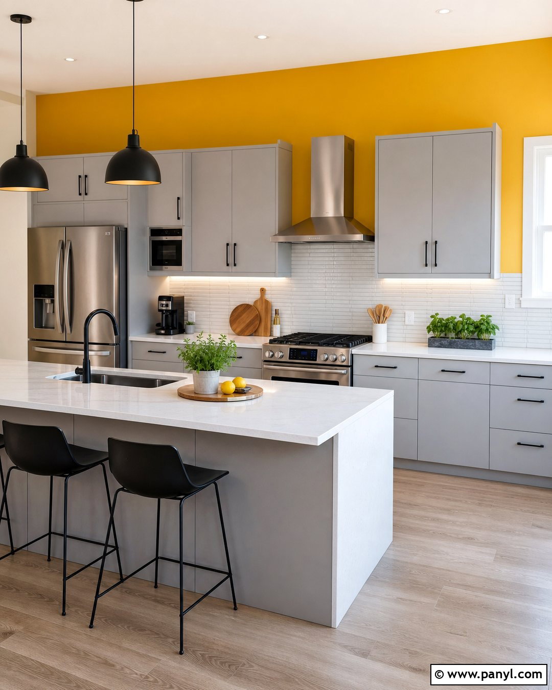 Yellow Kitchen Walls With Stainless Steel Appliances - 30 Yellow Wall Kitchen Ideas